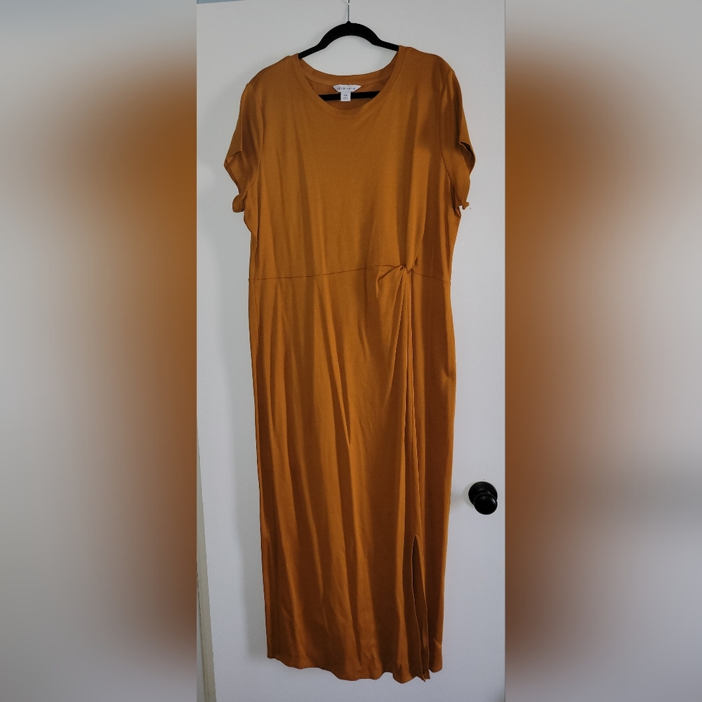 Liz Claiborne Orange Sheath Midi Dress Flutter Sleeves